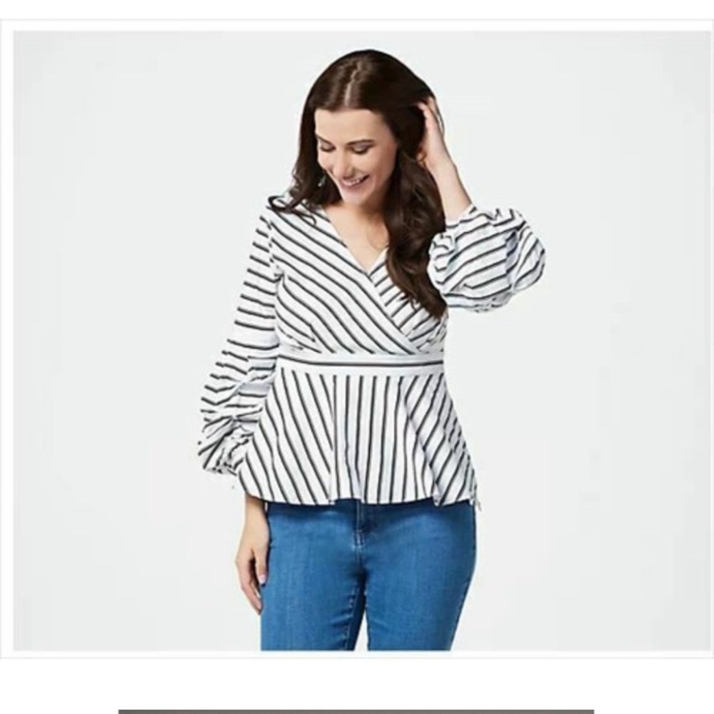 Du Jour Black and White Stripe Blouse